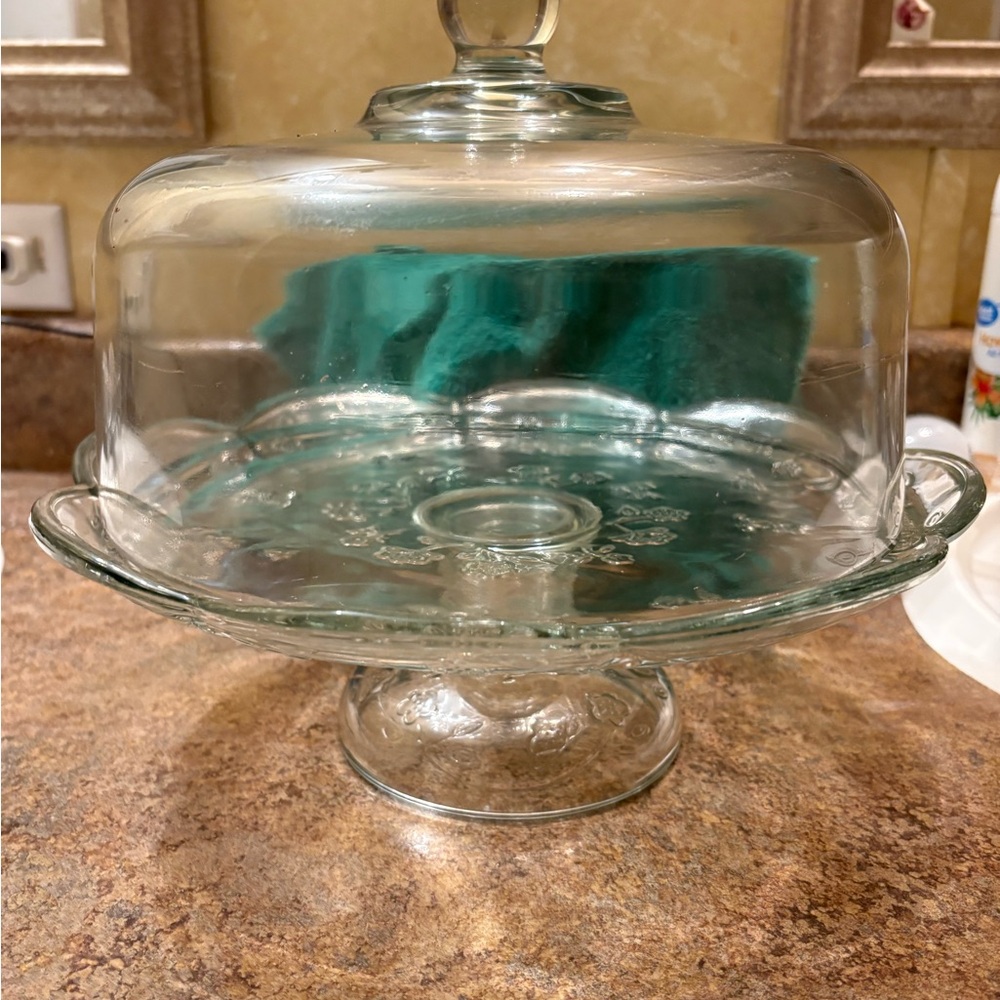 Elegant Glass Cake Stand with Dome Cover